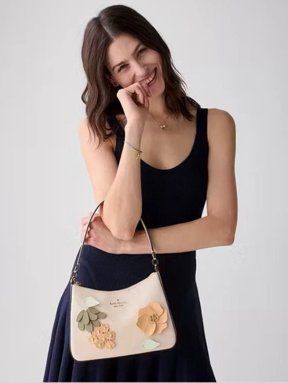 Kate Spade Margot Floral Medium Shoulder Bag, Fresh Peach Multi